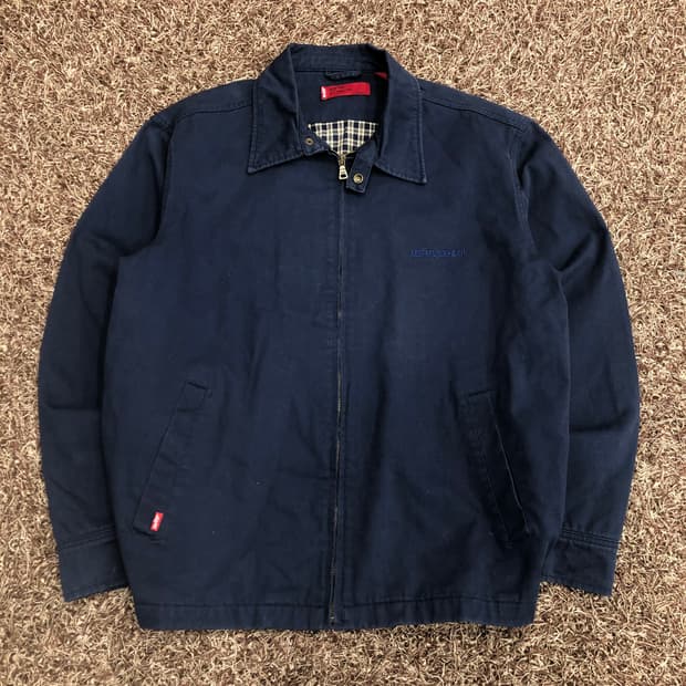 리바이스 네이비 코튼 해링턴 스윙톱 체크 라이닝 블루종 자켓