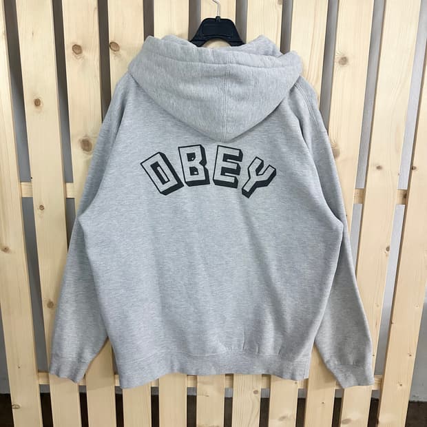 (L) 오베이 빅로고 후드티 그레이