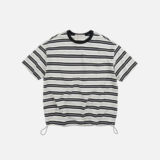 프리즘웍스 호수 멀티 스트라이프 반팔 블랙