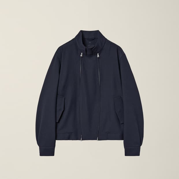 DOUBLE ZIP HARRINGTON JACKET NAVY