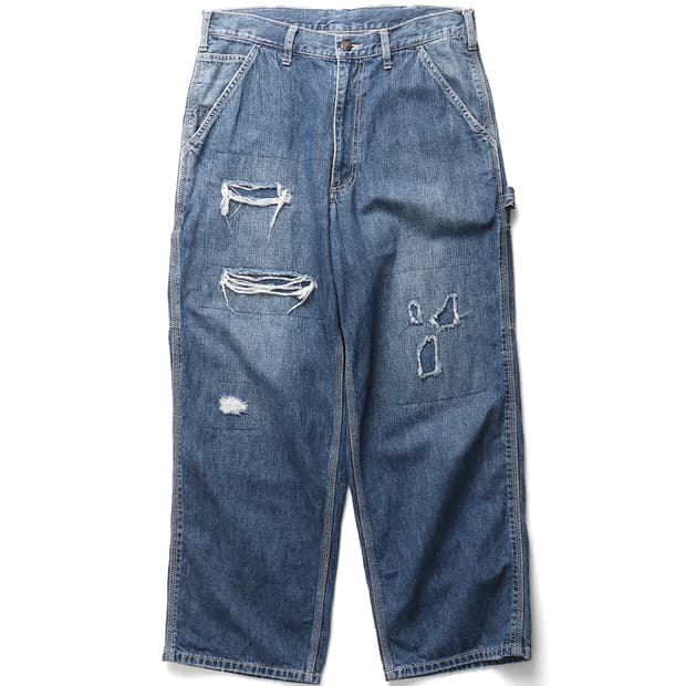 빔즈 BEAMS Repaired Denim Painted Pants
