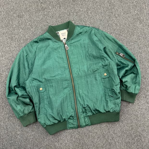 OS)Roman Rolle 빈티지 체크 퀼팅 lining 블루종 패딩 자