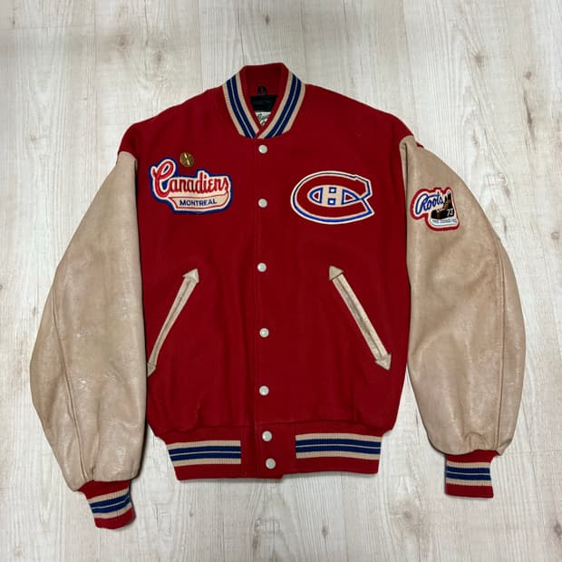 80sMonteal Canadiens Leather/Wool Jacket