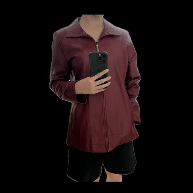 real leather jaket burgundy