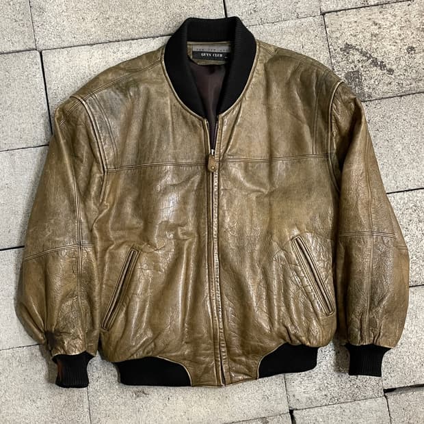 빈티지 Guys Club 레더 봄버 자켓 