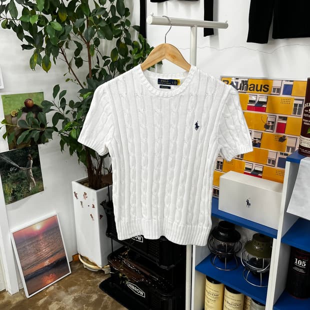 폴로랄프로렌 우먼 피마코튼 반팔 니트 L