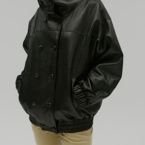 솔티페블 SALTY PEBBLE 더블 버튼 레더 자켓 브라운 새상품