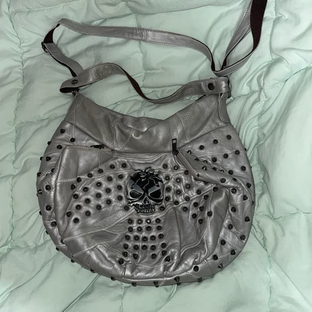 펑크 y2k 실버 해골 스터드 숄더백 크로스백 