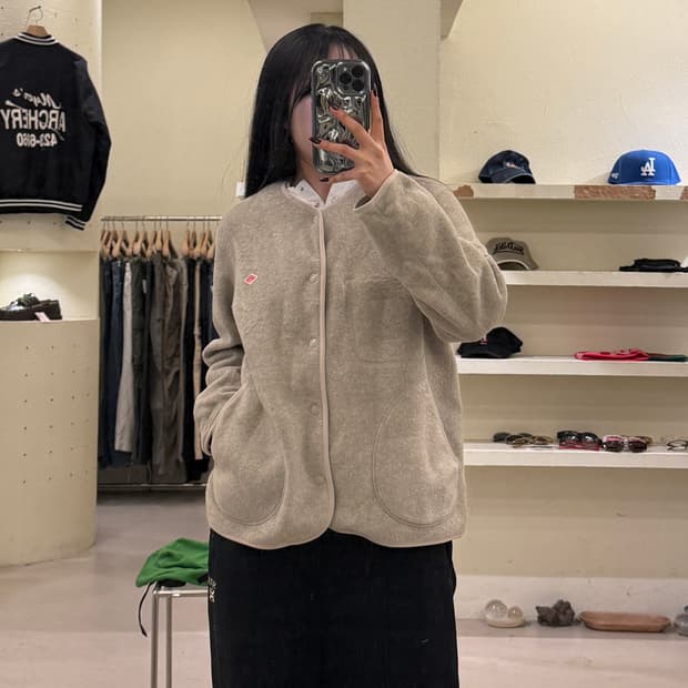 단톤 베이지 보아 플리스 가디건 U1105