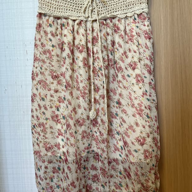 홀터넥 잔꽃 롱블라우스