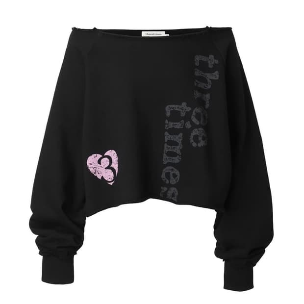 쓰리타임즈 하트#3 오프숄더 탑 블랙