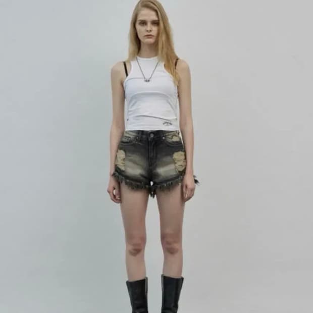 보헤미안서울 데미지 워싱쇼츠 그레이 S