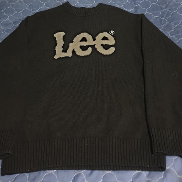 LEE 울혼방 스탠다드핏 빅로고 라운드넥 니트 블랙 (M)