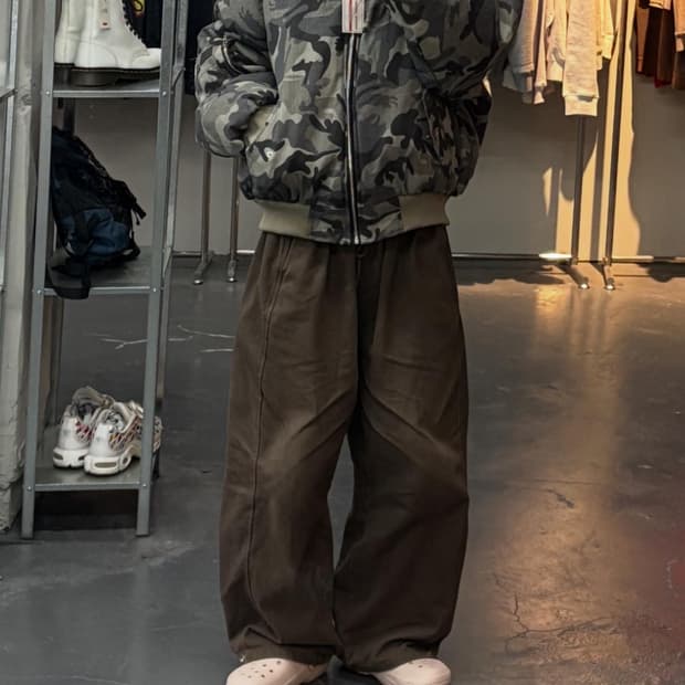 빈티지 카모 후드퍼 패딩 A3120