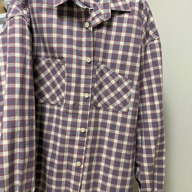 더스티핑크 크롭 체크셔츠