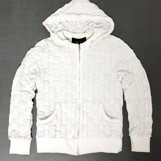 꼼데가르송 트리콧 도트 후드집업 화이트 S