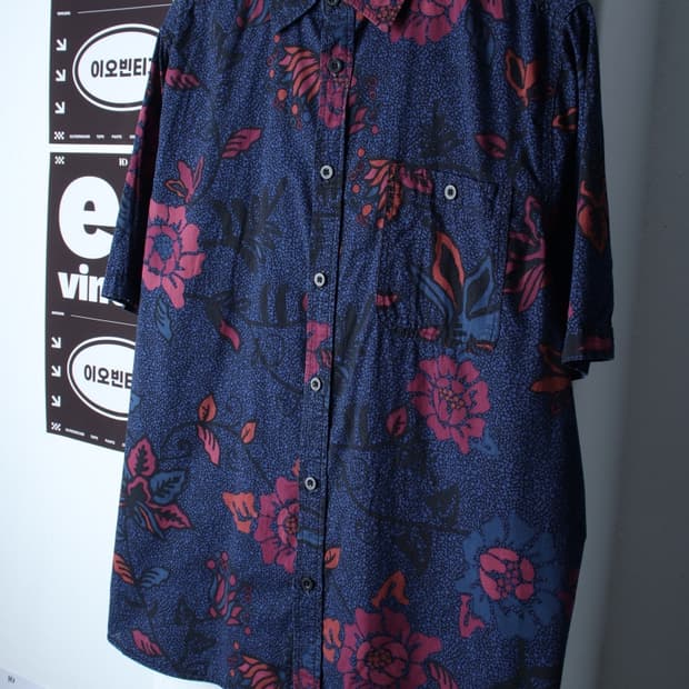 (XL-2XL) 모시모 반팔셔츠 남방 USA 하와이안 블루-H33348