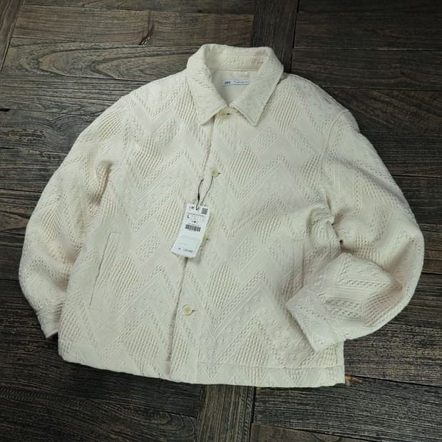 [자라](새상품) 에스닉 패턴 코튼 자켓 아이보리 M19027