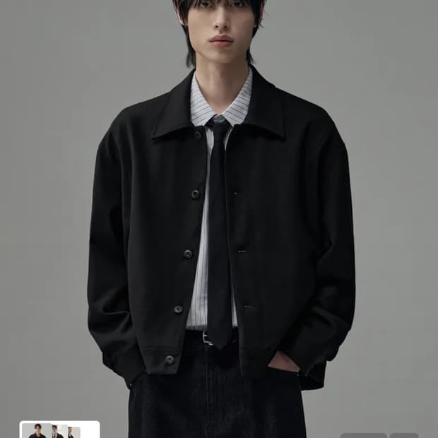 드로우핏 도브 울 미니멀 라인 자켓 블랙 M