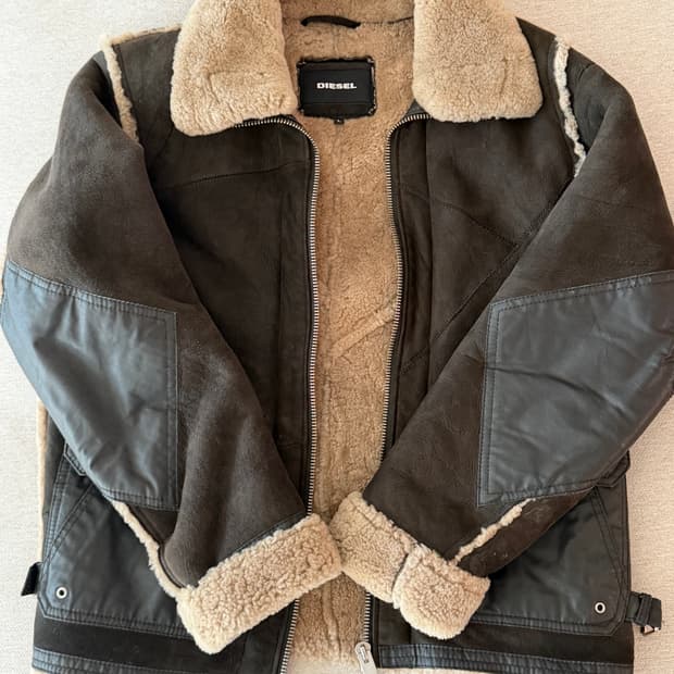 [L]디젤 양가죽 무스탕 브라운