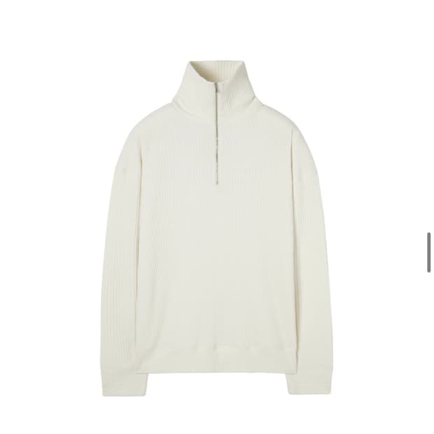 인사일런스 볼드 리브 하프 집업  니트CREAM