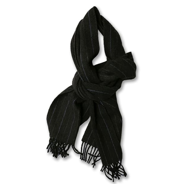 드레익스 [Drake's] 차콜 스트라이프 램즈울 앙고라 머플러