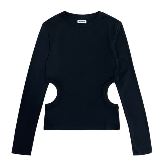 체메씨 HOLE LACE LONG SLEEVE (BLACK)