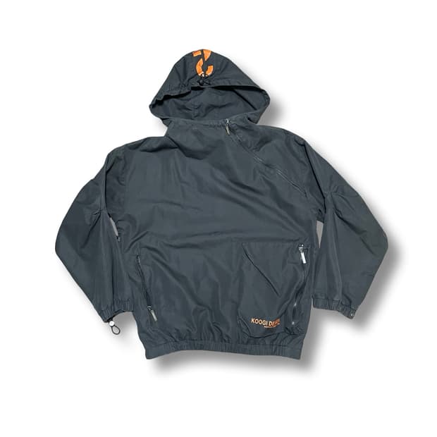 [F] 쿠기 빈티지 사선지퍼 블랙 후드 바람막이 고프코어