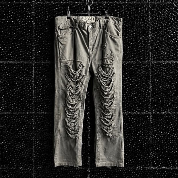 L.A.P 그레이 데미지 데님팬츠
