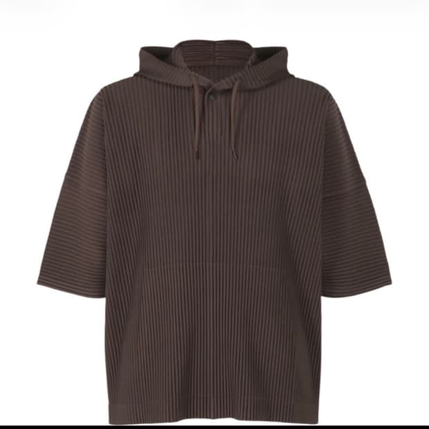 옴므플리세 칠부 아노락 브라운 후드