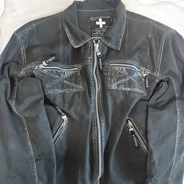 KOOGI 블랙 레더 바이커 재킷