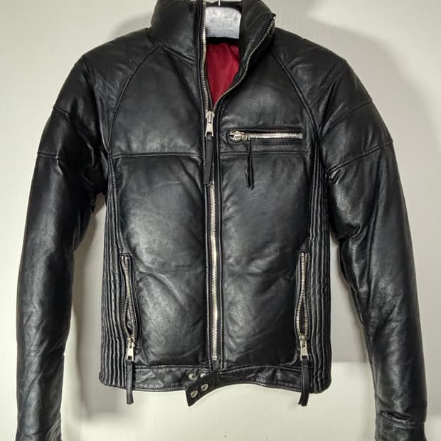 90s korea 빈티지 램스킨 양가죽 패딩 다운 라이더 자켓