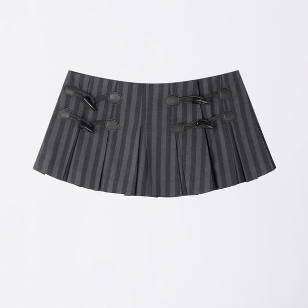 Micro Stripe Wrap Skirt Navy