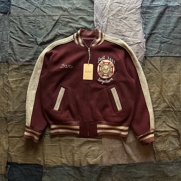 1960s Vintage Wool Zip Up Varsity Jacket