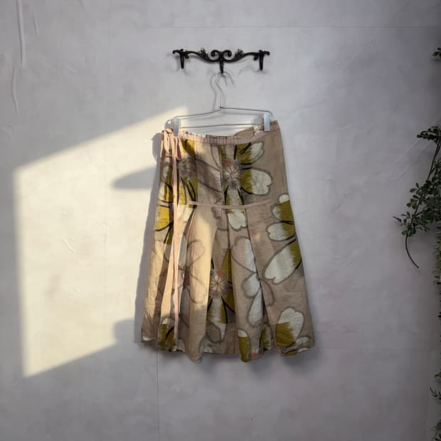Calvin Klein flower linen wrap skirt