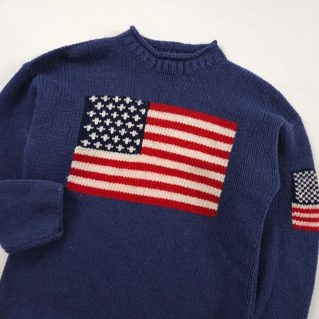 S(90) 폴로 랄프로렌 성조기 모크넥 니트