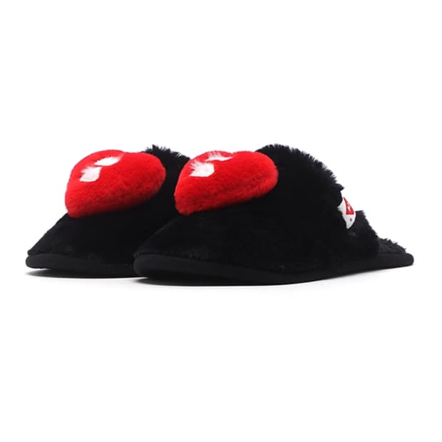 (오더) 베이프 APEE 하트 퍼 슬리퍼 블랙
