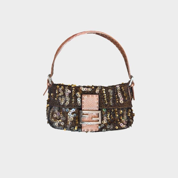 2000s 펜디 셀러리아 비즈 시퀸 바게트백