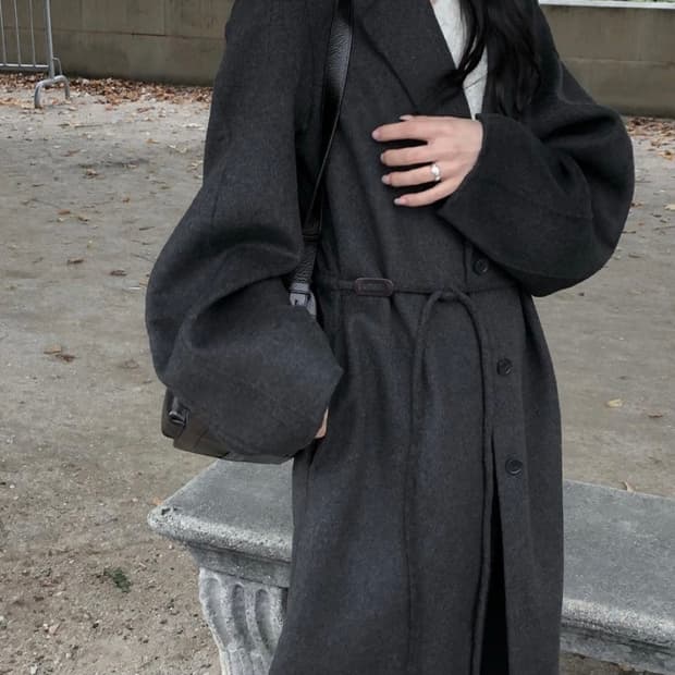 르버터 르버터 벌룬 핸드 메이드 로브 롱 울 코트