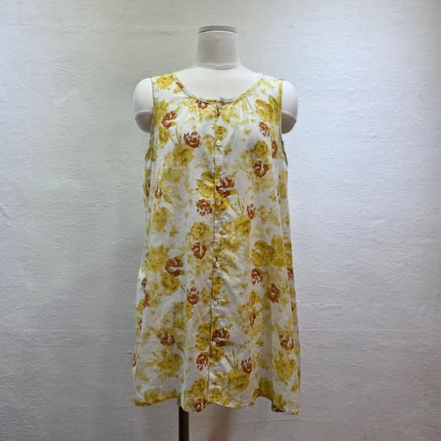 JuicyClothes 수채화 플라워 슬리브리스 롱 블라우스 