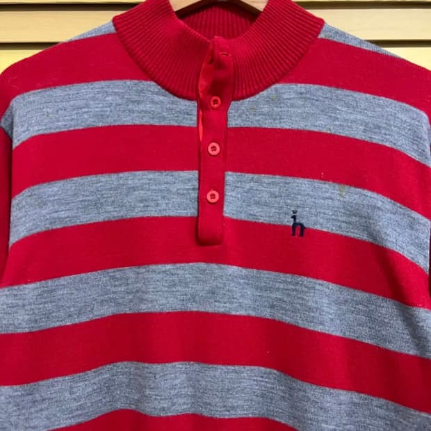 헤지스골프 남성 레드스트라이프 터틀넥울니트 105