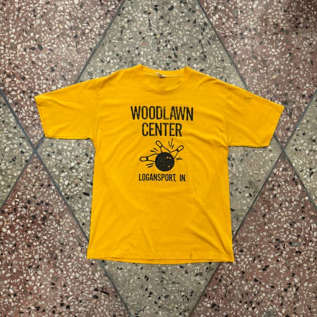 80s Woodlawn Center 볼링 티셔츠 (L)