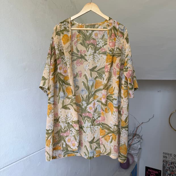 플로럴 로브 하프 요가 커버업