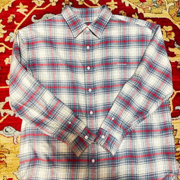 AVIE MUAH 릴렉스드 체크 셔츠 크림 1사이즈