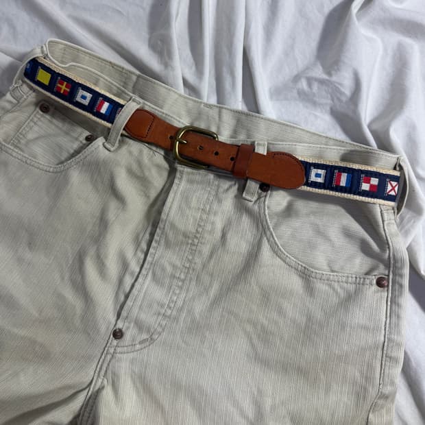 Leather man ltd 노티컬 플래그 레더 벨트 