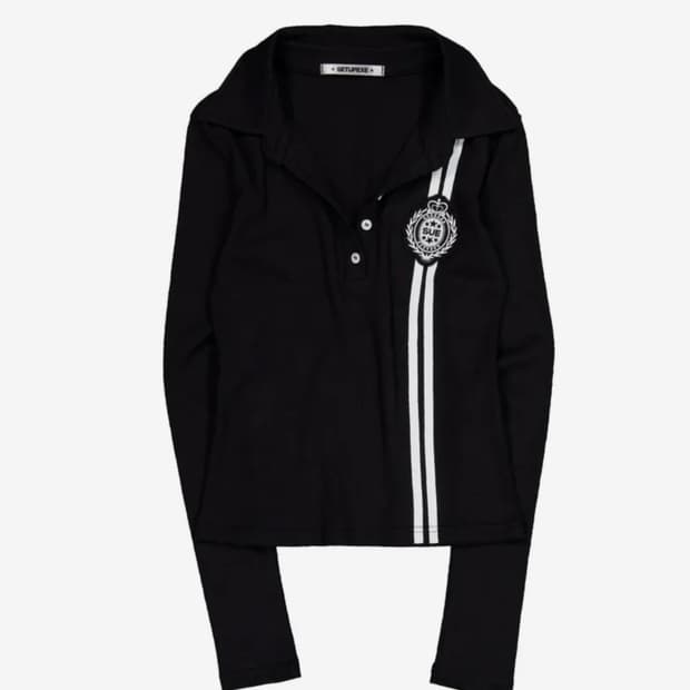 셋업이엑스이 와펜 라인 칼라 티 블랙