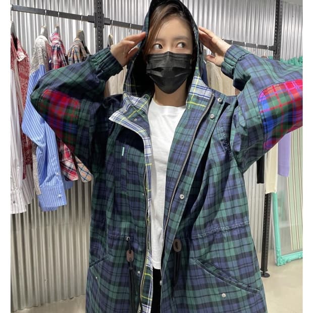 InstantFunk 인스턴트펑크 오버사이즈 체크 피쉬테일