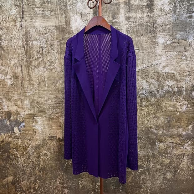 히로코 코시노 메쉬 펀칭 가디건