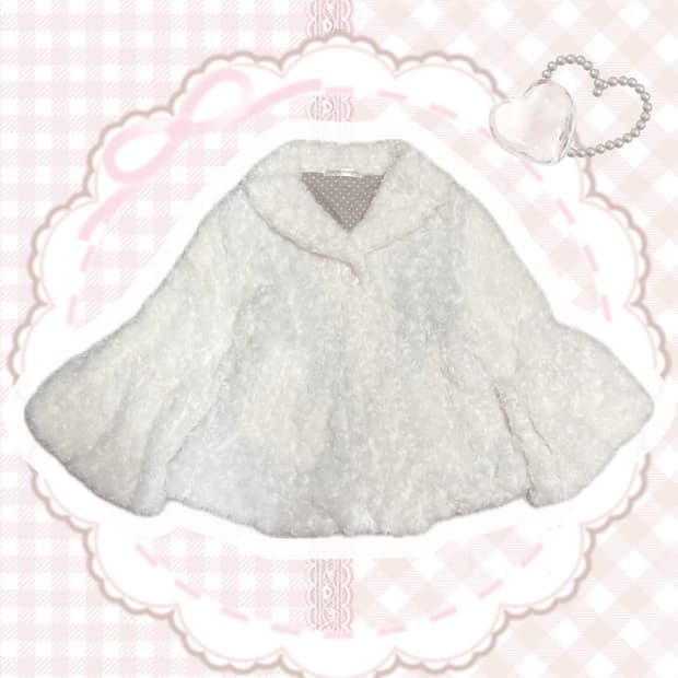 장미 화이트 퍼 케이프 히메갸루 라떼갸루 도트 