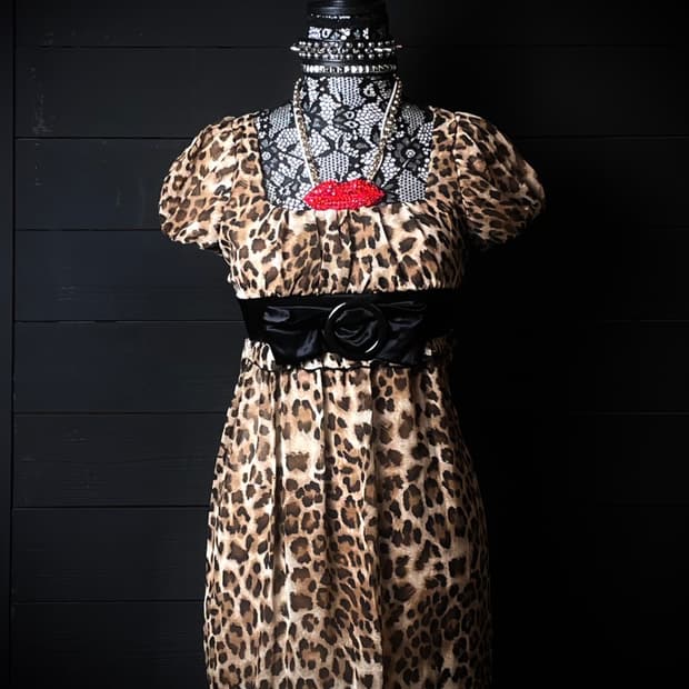 JPN 레오파드 호피 리본 버클 원피스